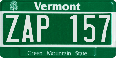 VT license plate ZAP157