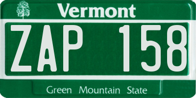 VT license plate ZAP158