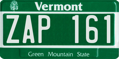 VT license plate ZAP161