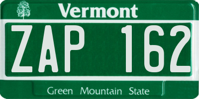 VT license plate ZAP162