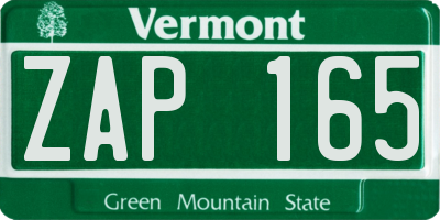 VT license plate ZAP165