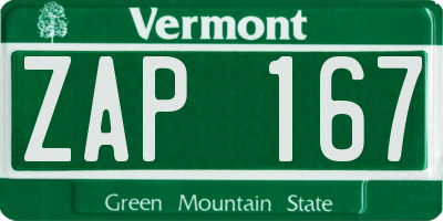 VT license plate ZAP167