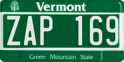 VT license plate ZAP169