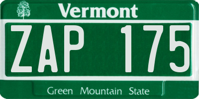 VT license plate ZAP175