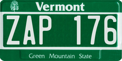 VT license plate ZAP176