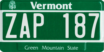 VT license plate ZAP187