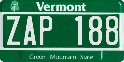VT license plate ZAP188
