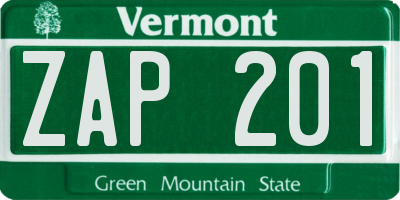 VT license plate ZAP201