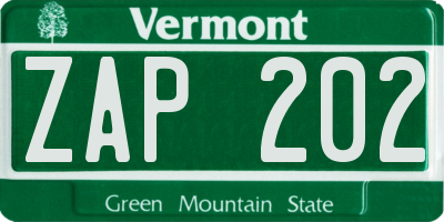 VT license plate ZAP202