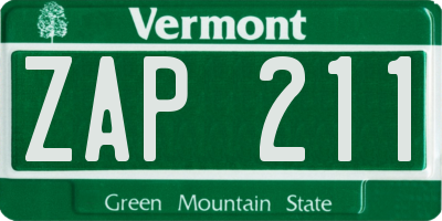 VT license plate ZAP211