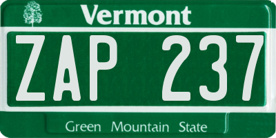 VT license plate ZAP237