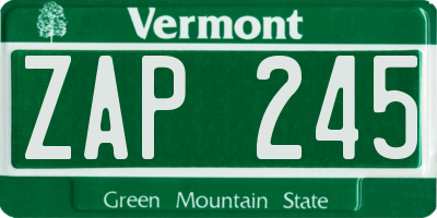VT license plate ZAP245
