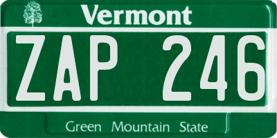 VT license plate ZAP246