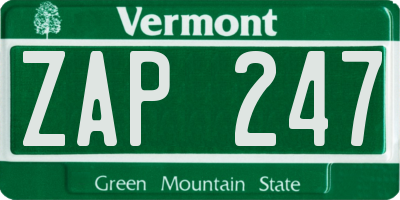 VT license plate ZAP247
