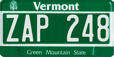 VT license plate ZAP248