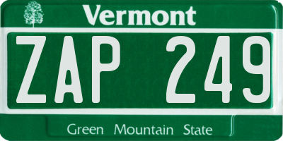 VT license plate ZAP249