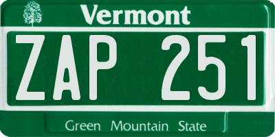 VT license plate ZAP251