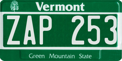 VT license plate ZAP253