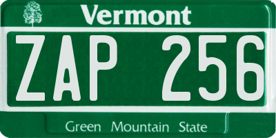 VT license plate ZAP256