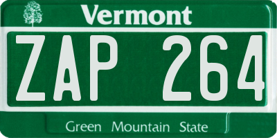 VT license plate ZAP264