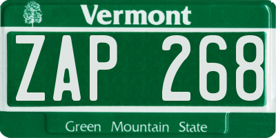 VT license plate ZAP268