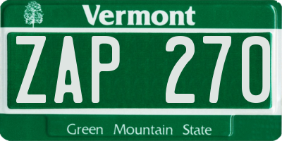 VT license plate ZAP270