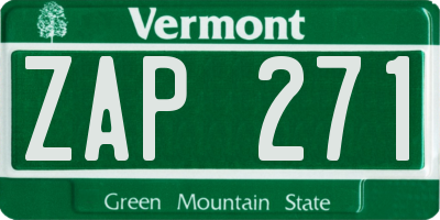 VT license plate ZAP271