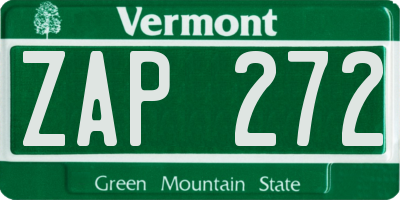 VT license plate ZAP272