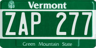 VT license plate ZAP277
