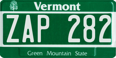 VT license plate ZAP282
