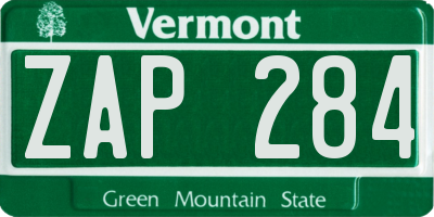 VT license plate ZAP284