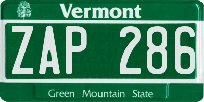 VT license plate ZAP286