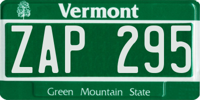 VT license plate ZAP295