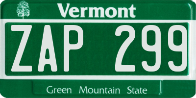 VT license plate ZAP299