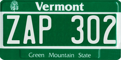 VT license plate ZAP302