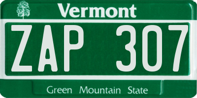 VT license plate ZAP307