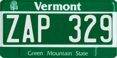 VT license plate ZAP329