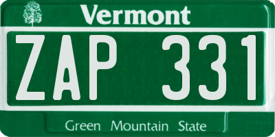 VT license plate ZAP331