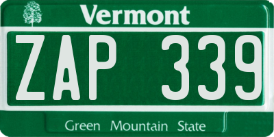 VT license plate ZAP339