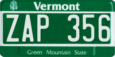 VT license plate ZAP356