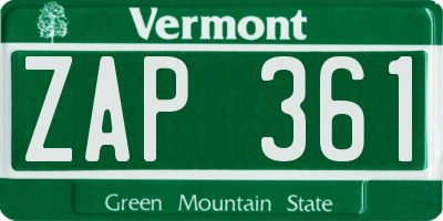 VT license plate ZAP361