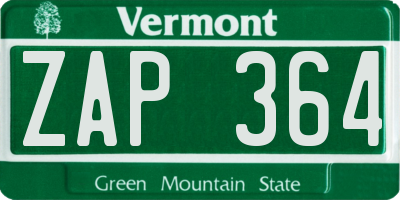 VT license plate ZAP364