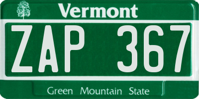 VT license plate ZAP367
