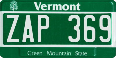 VT license plate ZAP369