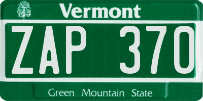 VT license plate ZAP370