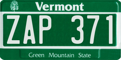 VT license plate ZAP371