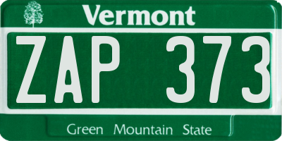 VT license plate ZAP373