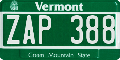 VT license plate ZAP388