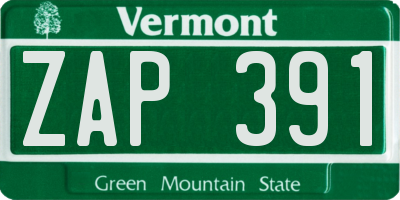 VT license plate ZAP391