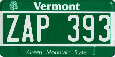 VT license plate ZAP393